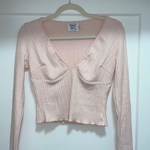 Light pink long sleeve sweater shirt from Princess Polly